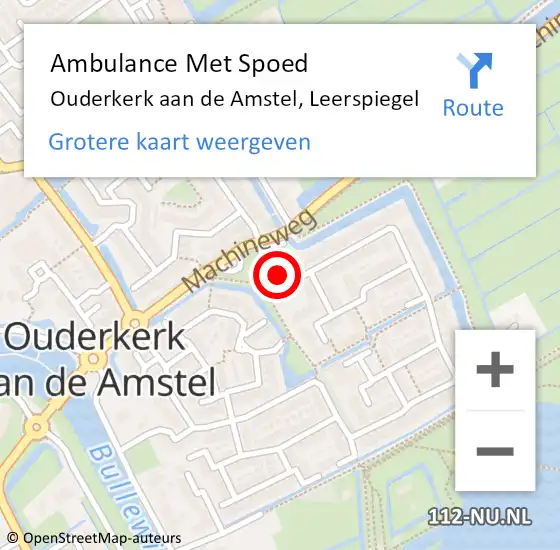 Locatie op kaart van de 112 melding: Ambulance Met Spoed Naar Ouderkerk aan de Amstel, Leerspiegel op 20 september 2023 19:48