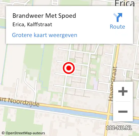 Locatie op kaart van de 112 melding: Brandweer Met Spoed Naar Erica, Kalffstraat op 20 september 2023 20:58