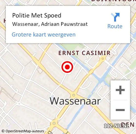 Locatie op kaart van de 112 melding: Politie Met Spoed Naar Wassenaar, Adriaan Pauwstraat op 20 september 2023 21:10