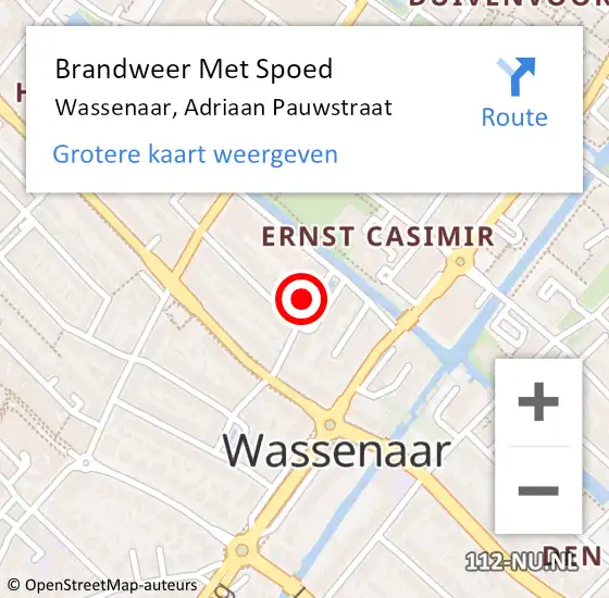 Locatie op kaart van de 112 melding: Brandweer Met Spoed Naar Wassenaar, Adriaan Pauwstraat op 20 september 2023 21:11