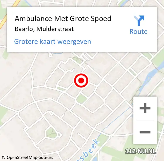 Locatie op kaart van de 112 melding: Ambulance Met Grote Spoed Naar Baarlo, Mulderstraat op 8 september 2014 20:28