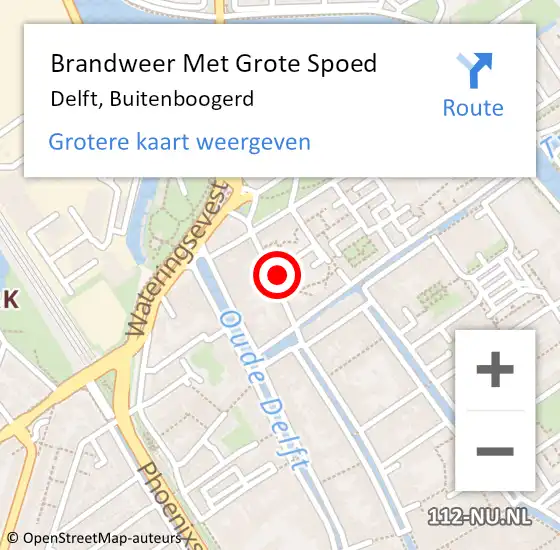 Locatie op kaart van de 112 melding: Brandweer Met Grote Spoed Naar Delft, Buitenboogerd op 20 september 2023 21:53