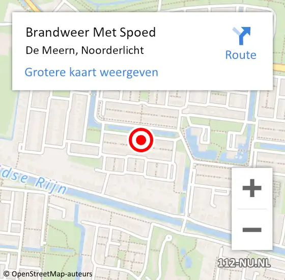 Locatie op kaart van de 112 melding: Brandweer Met Spoed Naar De Meern, Noorderlicht op 20 september 2023 21:59