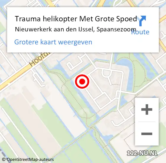 Locatie op kaart van de 112 melding: Trauma helikopter Met Grote Spoed Naar Nieuwerkerk aan den IJssel, Spaansezoom op 20 september 2023 22:06