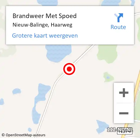 Locatie op kaart van de 112 melding: Brandweer Met Spoed Naar Nieuw-Balinge, Haarweg op 8 september 2014 20:29