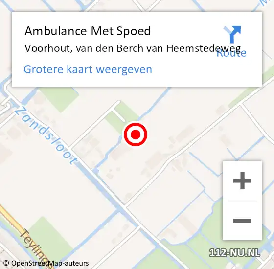 Locatie op kaart van de 112 melding: Ambulance Met Spoed Naar Voorhout, van den Berch van Heemstedeweg op 20 september 2023 22:28