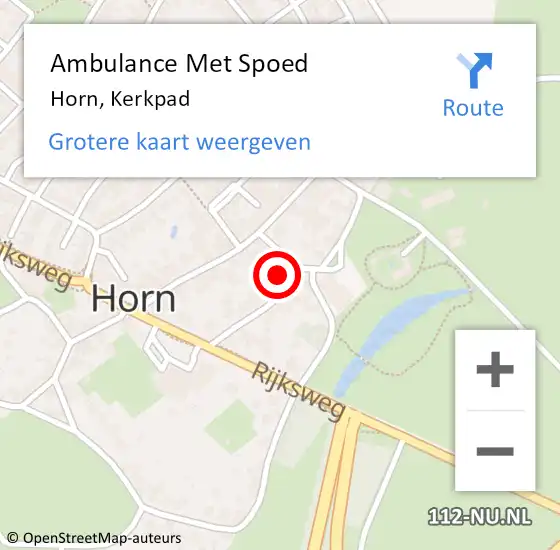 Locatie op kaart van de 112 melding: Ambulance Met Spoed Naar Horn, Kerkpad op 20 september 2023 22:28