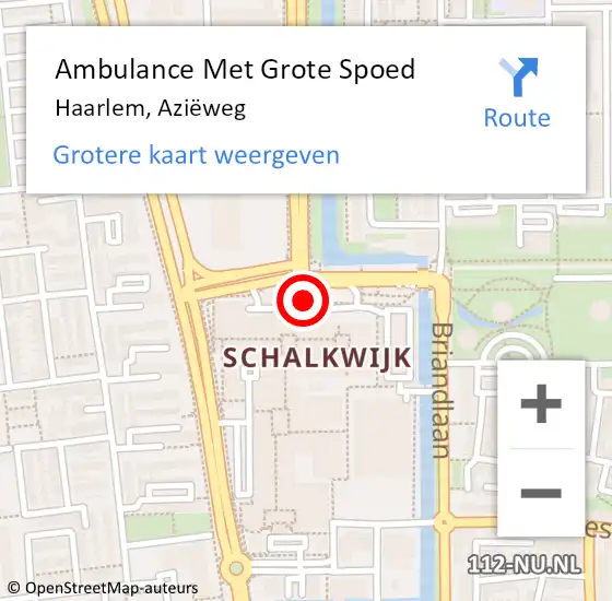 Locatie op kaart van de 112 melding: Ambulance Met Grote Spoed Naar Haarlem, Aziëweg op 20 september 2023 22:56