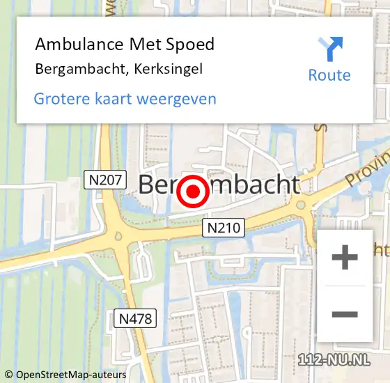 Locatie op kaart van de 112 melding: Ambulance Met Spoed Naar Bergambacht, Kerksingel op 20 september 2023 23:54