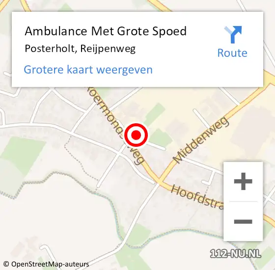 Locatie op kaart van de 112 melding: Ambulance Met Grote Spoed Naar Posterholt, Reijpenweg op 14 oktober 2013 00:44