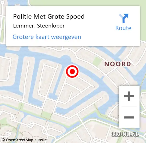 Locatie op kaart van de 112 melding: Politie Met Grote Spoed Naar Lemmer, Steenloper op 21 september 2023 00:45