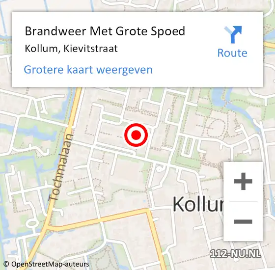 Locatie op kaart van de 112 melding: Brandweer Met Grote Spoed Naar Kollum, Kievitstraat op 21 september 2023 01:06
