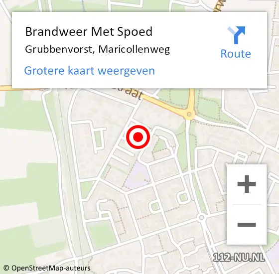 Locatie op kaart van de 112 melding: Brandweer Met Spoed Naar Grubbenvorst, Maricollenweg op 21 september 2023 01:22