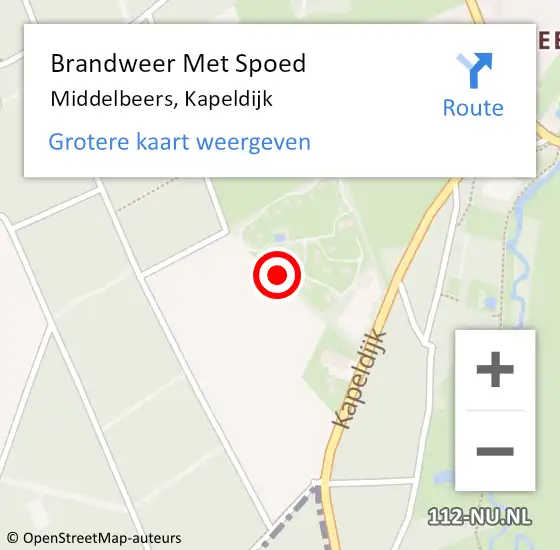 Locatie op kaart van de 112 melding: Brandweer Met Spoed Naar Middelbeers, Kapeldijk op 21 september 2023 01:26