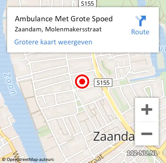 Locatie op kaart van de 112 melding: Ambulance Met Grote Spoed Naar Zaandam, Molenmakersstraat op 21 september 2023 01:34