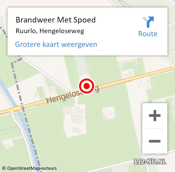 Locatie op kaart van de 112 melding: Brandweer Met Spoed Naar Ruurlo, Hengeloseweg op 21 september 2023 01:42