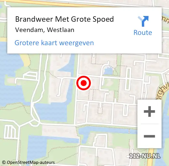 Locatie op kaart van de 112 melding: Brandweer Met Grote Spoed Naar Veendam, Westlaan op 21 september 2023 01:43