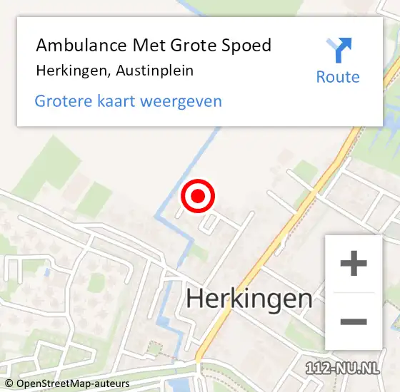 Locatie op kaart van de 112 melding: Ambulance Met Grote Spoed Naar Herkingen, Austinplein op 21 september 2023 01:56