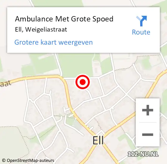 Locatie op kaart van de 112 melding: Ambulance Met Grote Spoed Naar Ell, Weigeliastraat op 21 september 2023 06:15