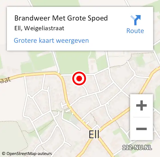 Locatie op kaart van de 112 melding: Brandweer Met Grote Spoed Naar Ell, Weigeliastraat op 21 september 2023 06:17