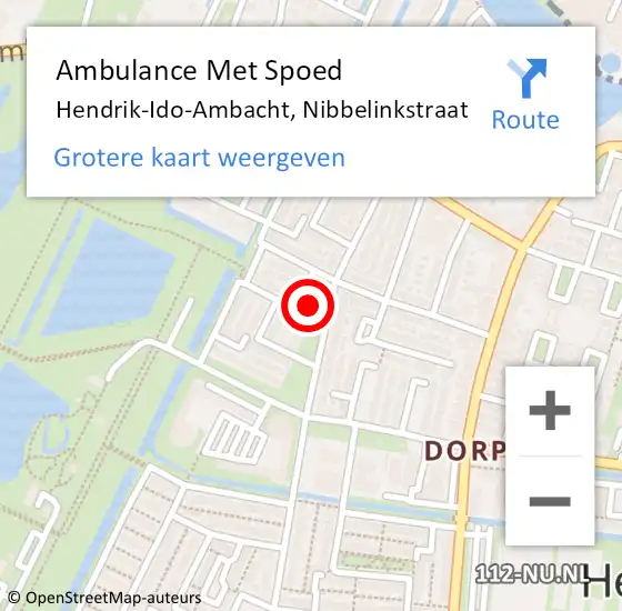 Locatie op kaart van de 112 melding: Ambulance Met Spoed Naar Hendrik-Ido-Ambacht, Nibbelinkstraat op 21 september 2023 06:22