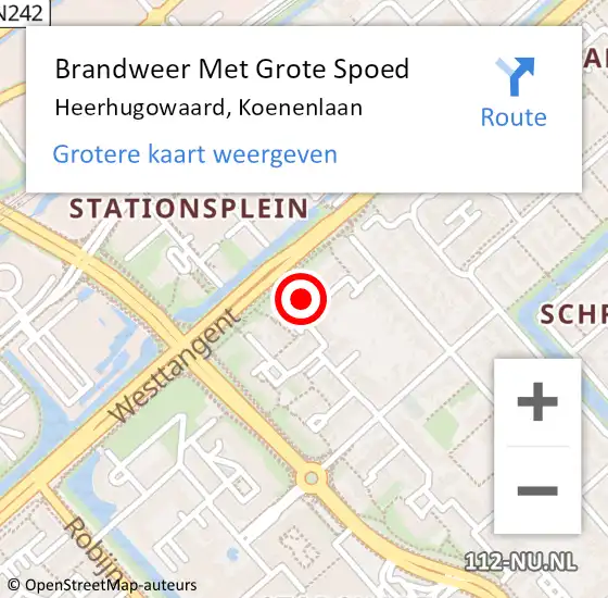 Locatie op kaart van de 112 melding: Brandweer Met Grote Spoed Naar Heerhugowaard, Koenenlaan op 21 september 2023 06:27