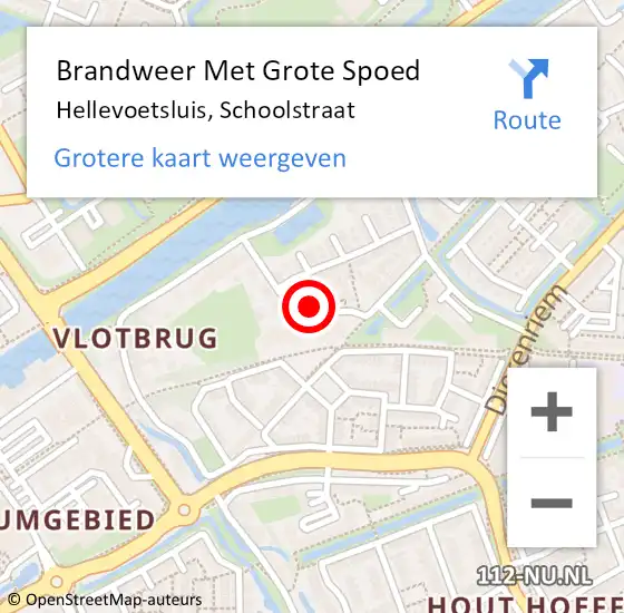 Locatie op kaart van de 112 melding: Brandweer Met Grote Spoed Naar Hellevoetsluis, Schoolstraat op 21 september 2023 06:33