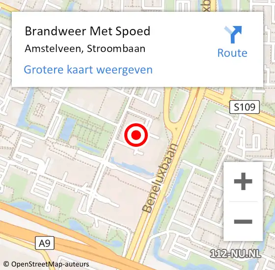 Locatie op kaart van de 112 melding: Brandweer Met Spoed Naar Amstelveen, Stroombaan op 21 september 2023 07:21