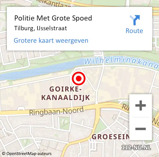 Locatie op kaart van de 112 melding: Politie Met Grote Spoed Naar Tilburg, IJsselstraat op 21 september 2023 07:44