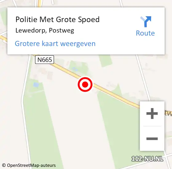 Locatie op kaart van de 112 melding: Politie Met Grote Spoed Naar Lewedorp, Postweg op 21 september 2023 08:07