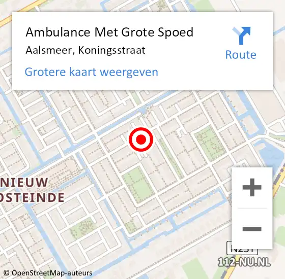 Locatie op kaart van de 112 melding: Ambulance Met Grote Spoed Naar Aalsmeer, Koningsstraat op 21 september 2023 08:19