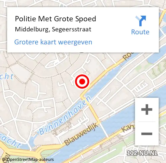 Locatie op kaart van de 112 melding: Politie Met Grote Spoed Naar Middelburg, Segeersstraat op 21 september 2023 08:47