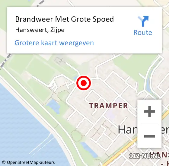 Locatie op kaart van de 112 melding: Brandweer Met Grote Spoed Naar Hansweert, Zijpe op 21 september 2023 08:50