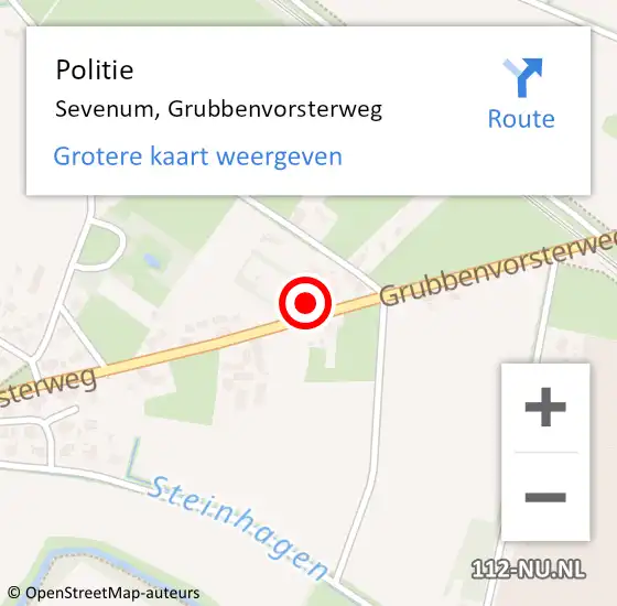 Locatie op kaart van de 112 melding: Politie Sevenum, Grubbenvorsterweg op 21 september 2023 09:11