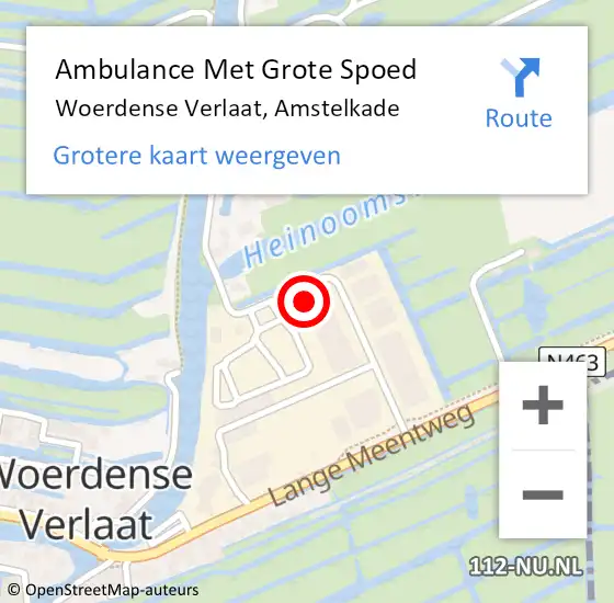 Locatie op kaart van de 112 melding: Ambulance Met Grote Spoed Naar Woerdense Verlaat, Amstelkade op 21 september 2023 09:24
