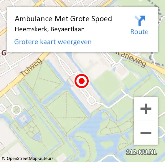 Locatie op kaart van de 112 melding: Ambulance Met Grote Spoed Naar Heemskerk, Beyaertlaan op 21 september 2023 09:34