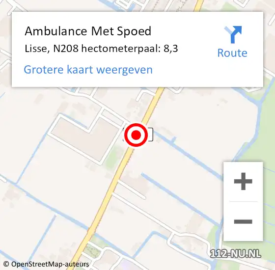 Locatie op kaart van de 112 melding: Ambulance Met Spoed Naar Lisse, N208 hectometerpaal: 8,3 op 21 september 2023 09:54