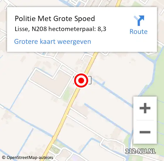 Locatie op kaart van de 112 melding: Politie Met Grote Spoed Naar Lisse, N208 hectometerpaal: 8,3 op 21 september 2023 09:55