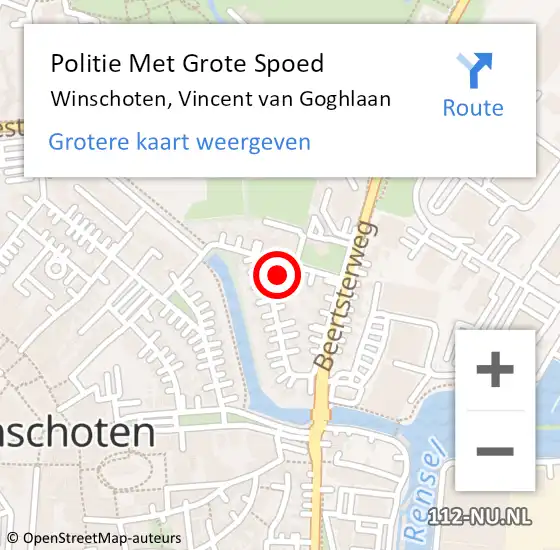 Locatie op kaart van de 112 melding: Politie Met Grote Spoed Naar Winschoten, Vincent van Goghlaan op 21 september 2023 10:23