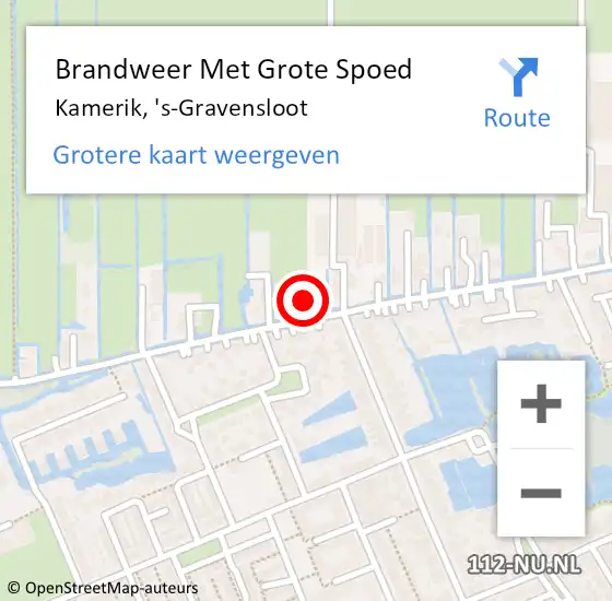 Locatie op kaart van de 112 melding: Brandweer Met Grote Spoed Naar Kamerik, 's-Gravensloot op 21 september 2023 10:49