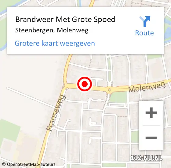 Locatie op kaart van de 112 melding: Brandweer Met Grote Spoed Naar Steenbergen, Molenweg op 21 september 2023 10:58