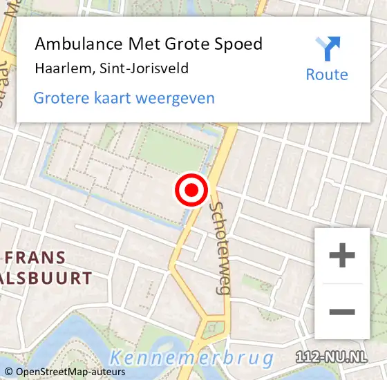 Locatie op kaart van de 112 melding: Ambulance Met Grote Spoed Naar Haarlem, Sint-Jorisveld op 21 september 2023 11:01