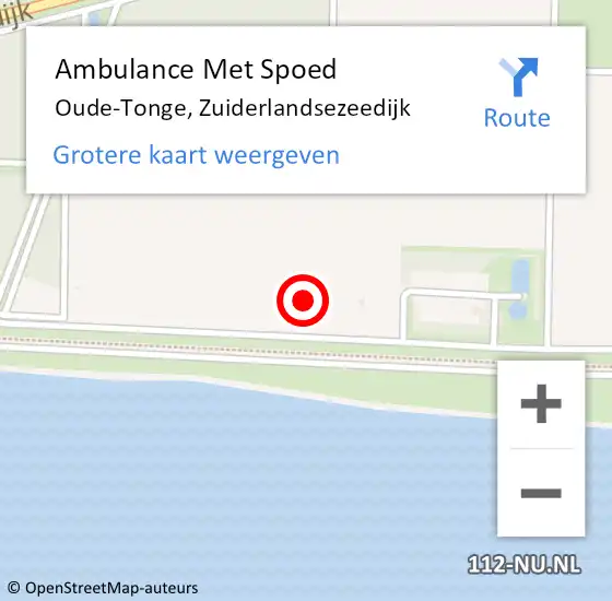 Locatie op kaart van de 112 melding: Ambulance Met Spoed Naar Oude-Tonge, Zuiderlandsezeedijk op 21 september 2023 11:56