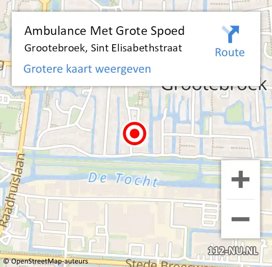 Locatie op kaart van de 112 melding: Ambulance Met Grote Spoed Naar Grootebroek, Sint Elisabethstraat op 21 september 2023 12:37