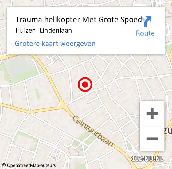 Locatie op kaart van de 112 melding: Trauma helikopter Met Grote Spoed Naar Huizen, Lindenlaan op 21 september 2023 12:39