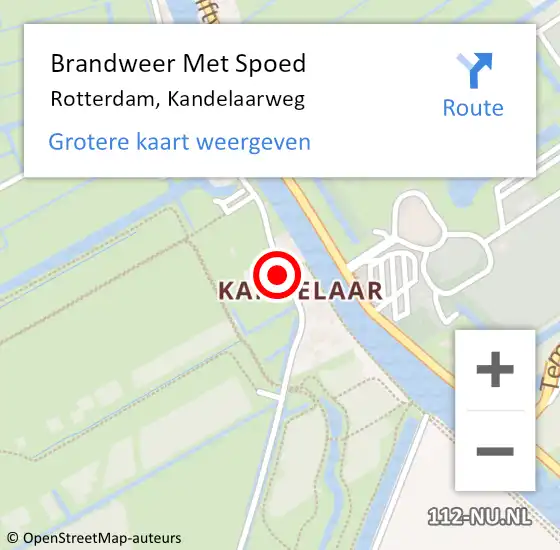 Locatie op kaart van de 112 melding: Brandweer Met Spoed Naar Rotterdam, Kandelaarweg op 21 september 2023 12:40