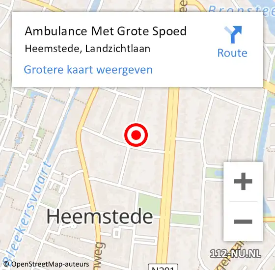 Locatie op kaart van de 112 melding: Ambulance Met Grote Spoed Naar Heemstede, Landzichtlaan op 21 september 2023 12:57