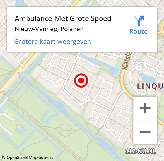 Locatie op kaart van de 112 melding: Ambulance Met Grote Spoed Naar Nieuw-Vennep, Polanen op 21 september 2023 13:16