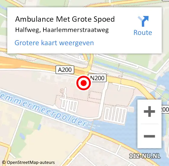 Locatie op kaart van de 112 melding: Ambulance Met Grote Spoed Naar Halfweg, Haarlemmerstraatweg op 21 september 2023 13:26