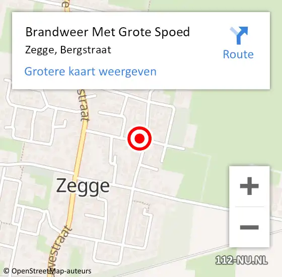 Locatie op kaart van de 112 melding: Brandweer Met Grote Spoed Naar Zegge, Bergstraat op 21 september 2023 13:32